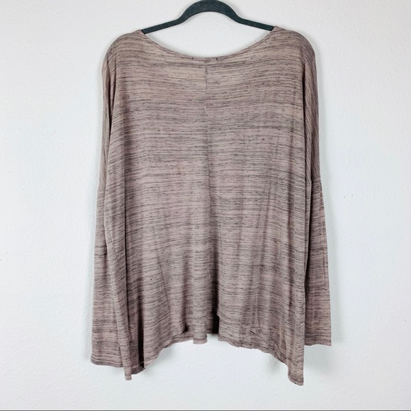 Lush tan lightweight drop-sleeve Top multicolor longhorn western boho motif L - Picture 4 of 15